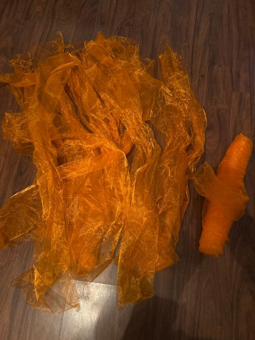 Sheer Orange Tulle Sheer Orange Tulle spool and 12 pieces approx 30 yards total Miscellaneous