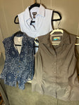 Variety 3pc EUC collard tanks - light blue is Med. but fits SM Women's - S