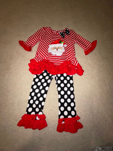 Rare Editions Santa top and ruffle legging set. Leggings slightly faded. 2T