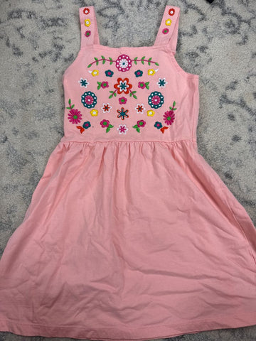 Unbranded Peach pink dress with floral embroidery 6T/6X