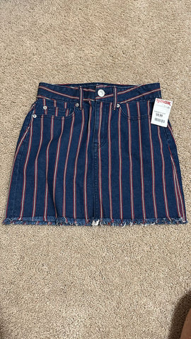 American Eagle NWT denim red & white stripe skirt Junior XS-0