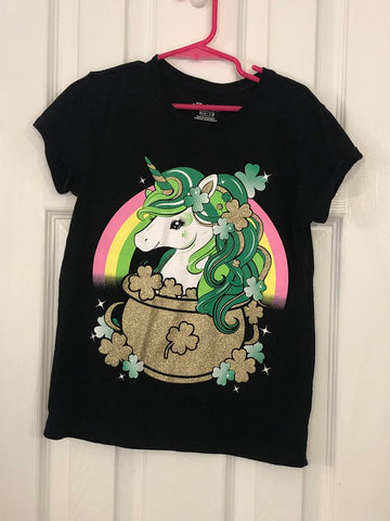 Childrens Place Sz 7/8 Unicorn St Patrick shirt 7