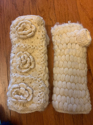 Fingerless gloves Ivory color, fleece lined Gloves-Mttns
