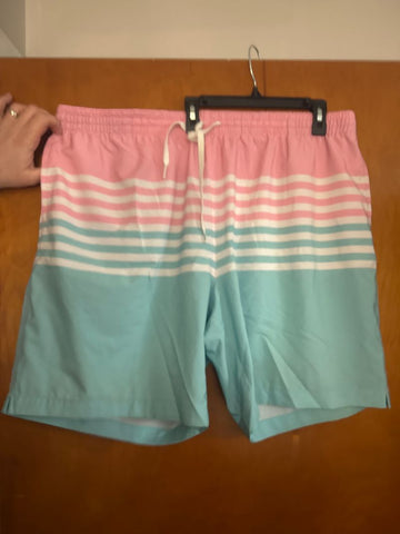 Chubbies 3XL 7in Swim pink blue white stripes Men's - XXL