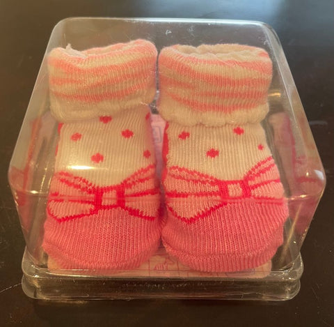 Swiggles Pink and white infant booties Socks