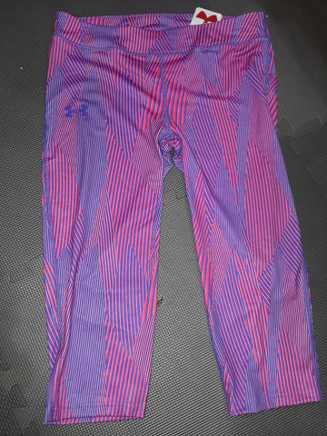 NEW Under Armour Heat Gear Red Blue Capri XL 16