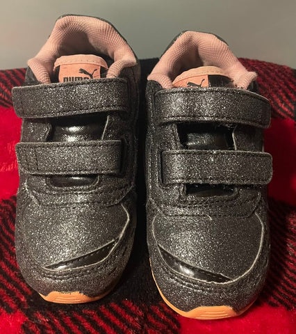 Puma Black Sparkle Tennis Shoes 7 (Lil' Kid)