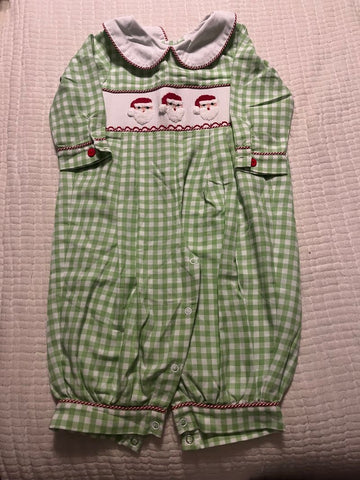 Shrimp & Grits Kids Santa Romper Christmas 6M 6-12 Months