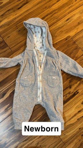Carters hooded zip up Gray fleece hooded zip up newborn 0-3 Months