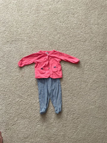 Carters 3 month snap long sleeve shirt /jacket with footed bottoms 0-3 Months