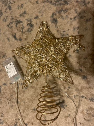 Gold Star tree topper Battery operated Holiday