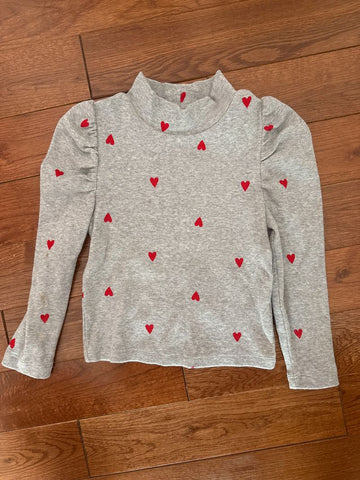 Baby Gap Baby gap 2 years long sleeve grey top. With red hearts 2T