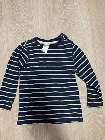 H&M Navy stripe shirt, sleeve little dingy 18 Months