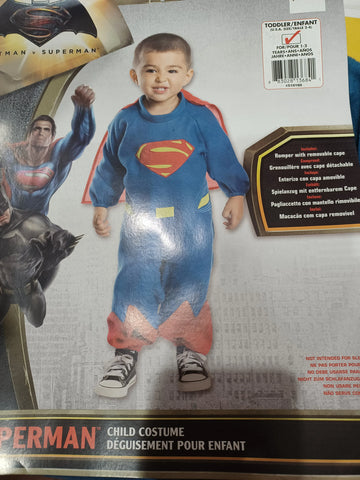 NEW Superman 2-3 Halloween Costume Romper Cape 2T