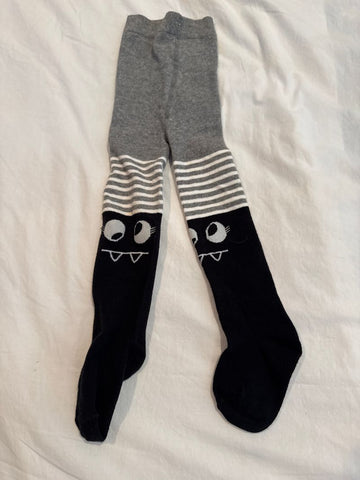 No Brand Gray tights monster eyes 2T