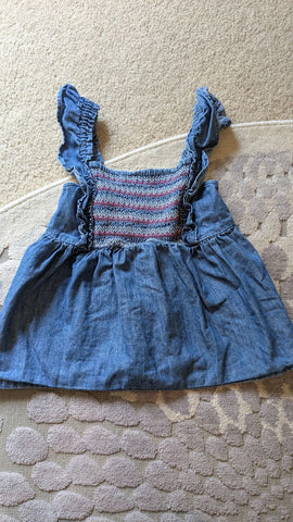 crown & ivy red white and blue girls ruffle top w tank straps SISTER MATCH 5T/5