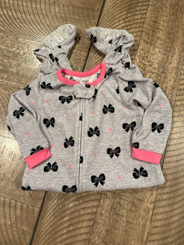 Carters Grey black bows PJs 18 Months
