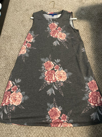Apt 9 Gray floral comfy dress Women's - S