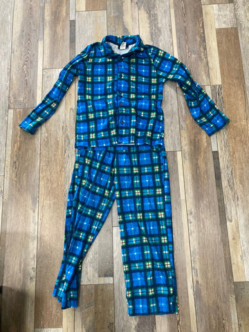Joe Box 2 piece PJ's Blue and green plaid long sleeve & pants 12