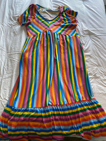 Haptics Bright colored stripe long dress Women's XL 16