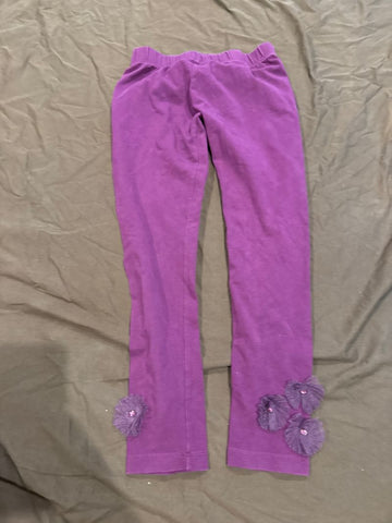 Lands end Purple leggings with flowers 10