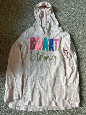 OshKosh Pink smart and strong hooded shirt 6T/6X