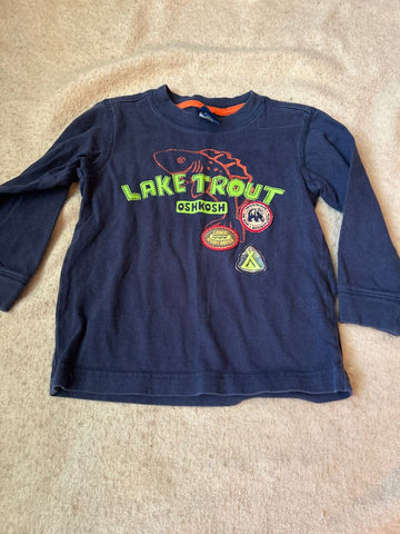 Oshkosh Navy long sleeve tshirt, fishing print 4T/4