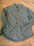 Ralph Lauren Green and blue plaid button down shirt 14