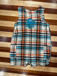 orange/blue plaid blue octopus 2T