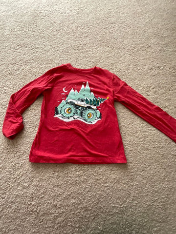 Cat and Jack Target XS 4/5 long sleeve Christmas tree monster truck tee 4T/4