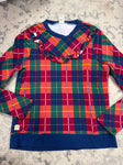 Wildflowers Red blue green plaid sweater 10