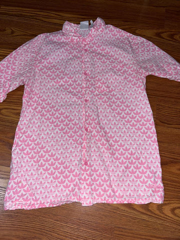 Adidas Pink and white adidas logo casual button up Men's - L