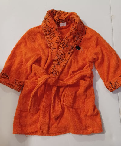 Orange Halloween Bath Terry Robe some wear/snags 2T