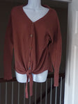 Uget Red v neck waffle top with tie Women's - M