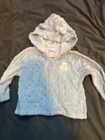 Savanah baby Light weight light blue hooded jacket, Teddy bear ears 6-12 Months
