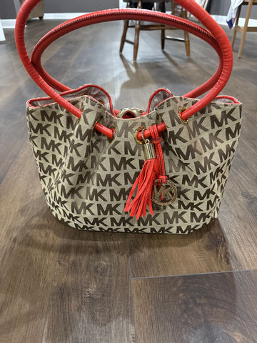 Michael Kors Authentic tan and orange MK purse Bag
