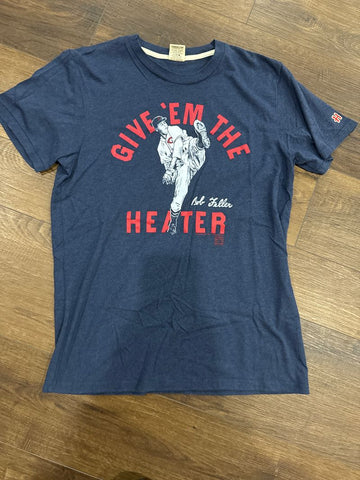 Homage Bob Feller Give em the heater t shirt by homage navy blue Men's - M