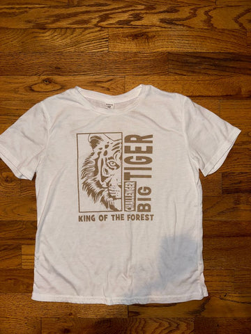 Shein Youth White shortsleeve gold tiger 10