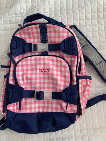 Pottery Barn backpack Pink/navy  personalized Macy Bag
