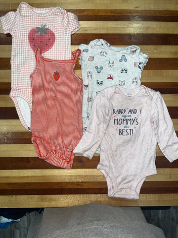 9months, 1-dadmom 2-strawberry,1-animals 6-12 Months