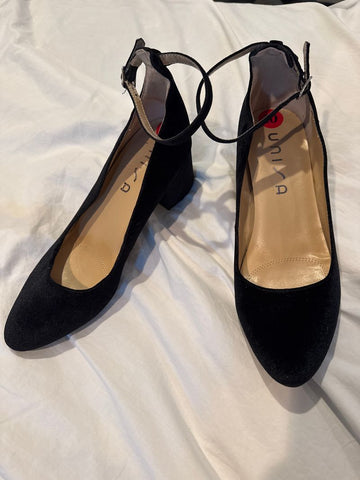 Unisa Black velvet heel with ankle strap 10 (Adult)