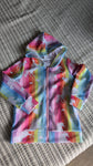 none Unicorn rainbow jacket zip, 5-6, spots on cuffs, blue on R arm 6T/6X