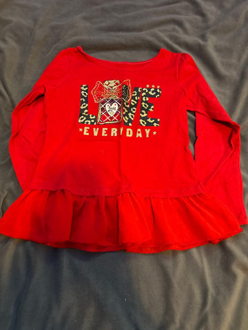 Garanimals Red long sleeved tshirt with bottom ruffle 5T/5