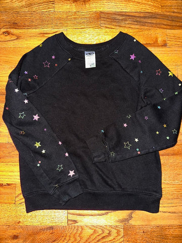 Athletic Works Black crew neck with Shimmer star sleeves 12