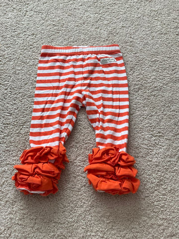 Sew Sassy Orange ruffle leggings 12 Months