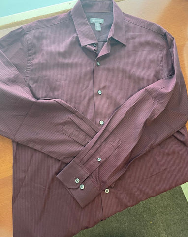 Van Heusen Maroon colored striped button down shirt Men's - M