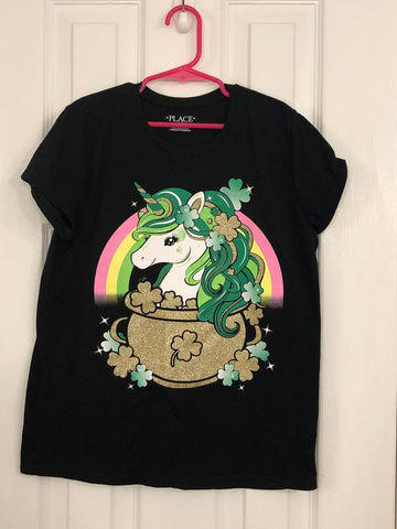 Childrens Place Sz 10/12 st Patrick unicorn 10