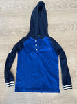 Polo Ralph lauren Blue hooded shirt, very light stains 6T/6X