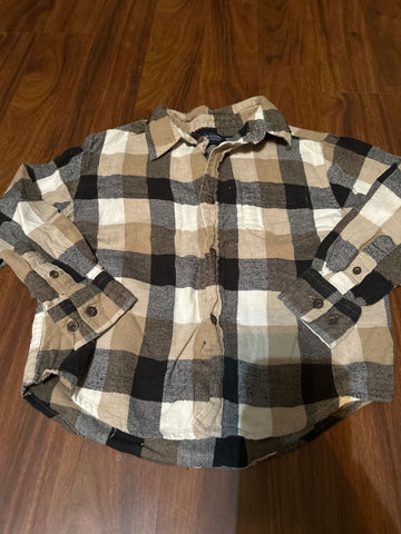 Faded Glory Grey, black, tan plaid flannel 6T/6X