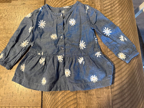 Carters Blue daisy shirt 18 Months